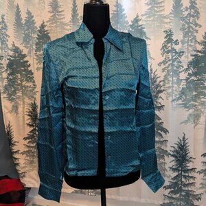 ✨Olsen Teal Mini Houndstooth Button-Up Shirt – Size 4 ✨